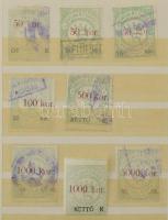 Karcag városi okmánybélyegek gyűjteménye kis berakóban, 84 db közte különlegességek, változatok. Min...