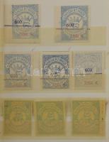 Karcag városi okmánybélyegek gyűjteménye kis berakóban, 84 db közte különlegességek, változatok. Min...