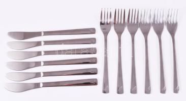 Malév kés és villa szett, 6+6 darab, jó állapotban.