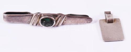 Ezüst (Ag) nyakkendőtű és függő, közte jelzett, bruttó 9,.8g