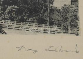 Nagy Zoltán (1916-1987): Budapesti panoráma, rézkarc, papír, jelzett, üvegezett fakeretben, 17×49 cm