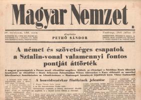 [Folyóirat] Magyar Nemzet. 14 szórványszám 1941. július 13. és 1943. június 23. között. Valamennyi l...