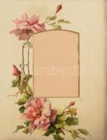 cca 1900 Bordó bársonyborítású, fémverettel díszített fotóalbum keményhátú fotók (vizitkártyák, kabi...