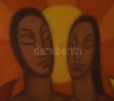 Jelzés nélkül, XX. sz. második fele: Szerelmespár. Olaj, vászon, sérült. 70×89,5 cm