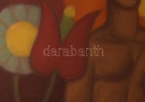 Jelzés nélkül, XX. sz. második fele: Szerelmespár. Olaj, vászon, sérült. 70×89,5 cm