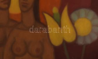 Jelzés nélkül, XX. sz. második fele: Szerelmespár. Olaj, vászon, sérült. 70×89,5 cm