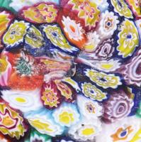 1900-1920 Fratelli Toso Murano kétfülő millefiori ékszeres edény, jelzés nélkül, hibátlan, 10x4,5 cm