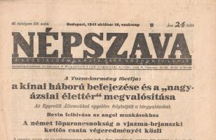 [Folyóirat] 19 hiányos Népszava-lapszám [csak a II. világháborúról tudósító oldalak vannak meg] az 1...