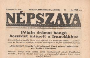 [Folyóirat] 19 hiányos Népszava-lapszám [csak a II. világháborúról tudósító oldalak vannak meg] az 1...