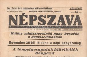 [Folyóirat] 19 hiányos Népszava-lapszám [csak a II. világháborúról tudósító oldalak vannak meg] az 1...