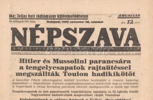 [Folyóirat] 19 hiányos Népszava-lapszám [csak a II. világháborúról tudósító oldalak vannak meg] az 1...