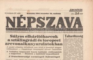 [Folyóirat] 19 hiányos Népszava-lapszám [csak a II. világháborúról tudósító oldalak vannak meg] az 1...