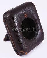 Antik támasztható zsebóra tok, kopással, 7x8 cm