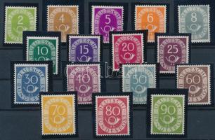 NSZK 1951 Postakürt sor Mi 123-138, a záróértékek (70Pf, 80Pf, 90Pf) BPP prüfölve, luxus minőség! (Mi EUR 2.200.-)