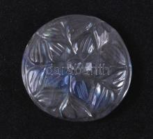 Labradorit, 55,1ct, virág faragással