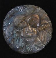 Labradorit, szivárvány színekben, majom arc faragással, 65ct