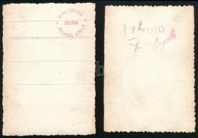 cca 1930-1940 Nagyvárad (Oradea), utcai életképek (sétáló hölgy és munkások teherautóval), 2 db pecs...