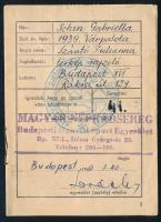 1960 Magyar Természetbarát Szövetség - Magyar Néphadsereg Budapesti Honvéd Sport Egyesület (BHSE) igazolvány Schin Gabriella térképrajzoló részére, bélyegekkel