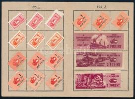 1951-1952 Magyar-Szovjet Társaság tagsági igazolvány különféle bélyegekkel, jó állapotban