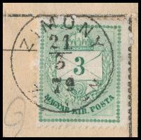 1879 Helyi ajánlott távirat 3kr + 5kr bérmentesítéssel, a vízjel nélküli korszakból csak ez az egyet...