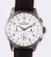 Yonger &amp; Bresson Chronograph karóra, kvarc, bőr szíjjal, d: 4 cm