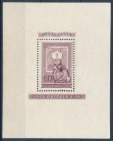 1951 80 éves a magyar bélyeg Lila blokk (550.000) (apró gumihibás / small gum disturbances)