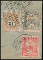 1900 Távolsági ajánlott levél elfogazott Feketeszámú 12kr + Turul 1f és 10f vegyes bérmentesítéssel....