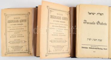 Israels Gebete. 1943, Jüdischer Gebetbuch-Verlag Basel. + Ünnepi imádságok I-II. Bp., Schlesinger. Kiadói kartonált és egészvászon kötés, viseltes állapotban.