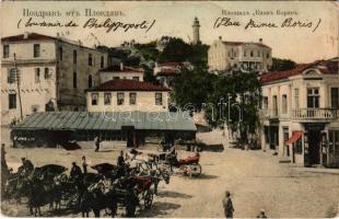 1908 Plovdiv, Philippople, Philippopolis; square, market, shops (EK)