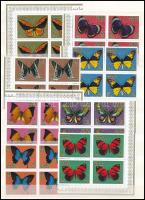 1971 Lepkék 4 db sor ívszéli / ívsarki négyestömbökben Mi 747-754