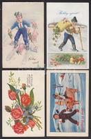 16 db színes motívumlap (üdvözlő, gyermek) a negyvenes évekből