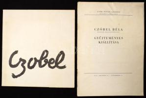 2 db Czóbel Béla katalógus: Czóbel Béla Kossuth-díjas festőművész gyűjteményes kiállítása. Csók István Galéria, 1956. október 25 - november 12. Kiadói tűzött papírkötés, kissé megviselt borítóval. + Czóbel Béla festőművész kiállítása. Akvarell, grafika és újabb képek. Nemzeti Szalon, 1958. Czóbel Béla munkáinak reprodukcióival illusztrálva. Kiadói papírkötés.
