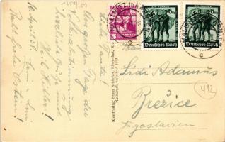 1938 Mallnitz (Kärnten), Mallnitz gegen Seebachtal m. Ankogel / general view, Nazi swastika montage ...