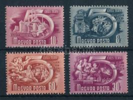 1951 Ötéves terv II. 4 bélyeg számvízjellel (30f, 60f rozsda / stain)