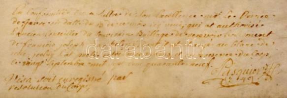 1749 Mária Terézia nevében kiadott kiváltságlevél Gerard Dubois Greylien a belgiumi Namur polgármest...