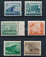 1951/1953 6 db Épületek bélyeg számvízjellel (1Ft rozsda / stain)