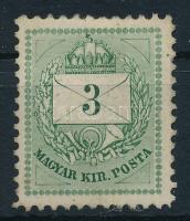 1874 Színesszámú 3kr 11 1/2 fogazással, katalógusár nevetséges, nagyon ritka