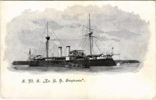 SMS Kr. E. H. Stephanie / SMS Stephanie Osztrák-Magyar Monarch-osztályú partvédő páncélosok / K.u.K. Kriegsmarine, coastal defense ship (kopott sarkak / worn corners)