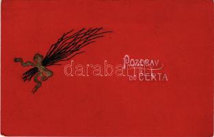 Pozdrav od Certa / Greetings from the Krampus. Emb. birch (EK)