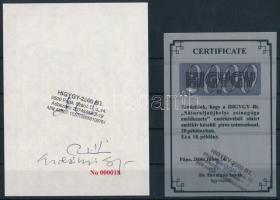 2006 Sátoraljaújhelyi zsinagóga emlékív, hátoldalán aláírással, tanúsítvánnyal (csak 20 darab)