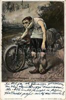 1898 Bicyclanthropos curvatus / Bicycle humour art postcard. Druck von Friedrich Jasper, Verlag von Gerlach &amp; Schenk in Wien s: Seligmann (EK)