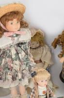 6 darab klf méretű porcelán baba, m: 40 cm alatt