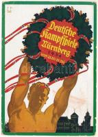 1934 Deutsche Kampfspiele Nürnberg vom 23.-29. Juli. Amtliche Festpostkarte. Festplakat. Vierfarbendruck von Felix Reusche / German Combat Games (national multi-sport event) in Nuremberg, Nazi swastika s: F. P. Glass (EB)
