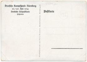 1934 Deutsche Kampfspiele Nürnberg vom 23.-29. Juli. Amtliche Festpostkarte. Festplakat. Vierfarbend...