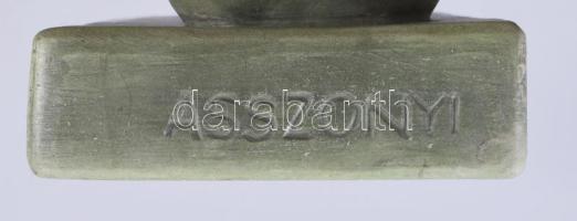 Asszonyi Tamás (1942-): Ülő nő. Festett kerámia, jelzett, minimális kopottsággal, m: 20 cm