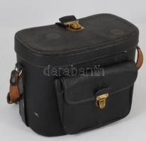 Bőr fényklépezőgép? tartótok, kopással, 27x19 cm