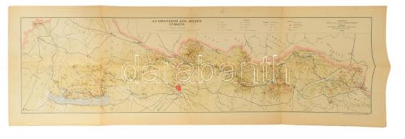 1938 Az országos kék túrajelzés térképe. Tervezte a M. T. Sz. útjelző bizottsága, (Strömpl G. és Babós I.) Magyar Turista Szövetség 90x31 cm. Hatjva