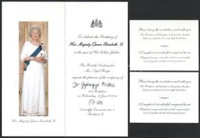 Magyarországi brit nagykövetség meghívói, pl. II. Erzsébet születésnapja alkalmából rendezett ünneps...