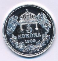 DN "Királyi koronák / 1909. 5K - I. Lajos" Ag emlékérem (20g/0.999/38,61mm) T:PP kis patina