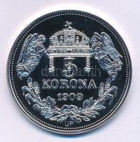 DN "Királyi koronák / 1909. 5K - I. Ferenc" Ag emlékérem (20g/0.999/38,61mm) T:PP kis pati...